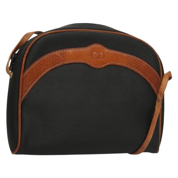 DIOR Shoulder Bag Leather Pvc Black Brown - Picture 1 of 12
